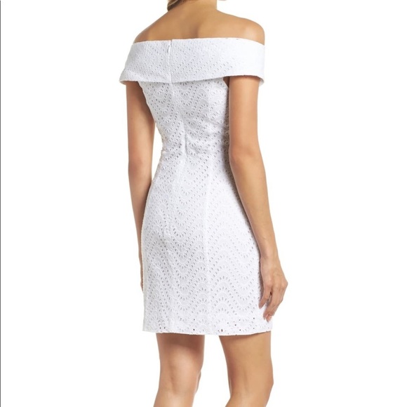 Frame and Partners Mazzy white eyelet lace off the shoulder wrap  dress size 10 - Picture 2 of 8
